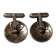 Vintage Silver Floral Cufflinks Mens Bullet Back Hinged Posts Acid Tested