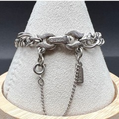 Vintage Monet Charm Bracelet Silver Tone Safety Chain Signed