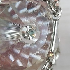 Vintage Clear Faceted Cut Crystal Pendant In Silver Tone Cage Long 30″ Necklace