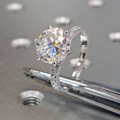 2.50Ctw Round Cut Moissanite Vintage Style Engagement Ring 14K White Gold Plated