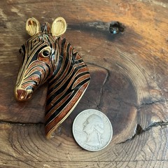 Vintage Signed MMA CINER Black Enamel and Rhinestone ZEBRA Pin Brooch – MINT