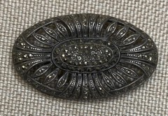 STERLING SILVER 925 MARCASITE BROOCH ANTIQUE ART NOUVEAU BEAUTY ELEGANT DESIGN