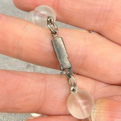 Vintage Necklace Frosted Lucite Beads Metal Bands MCM 17 Inches