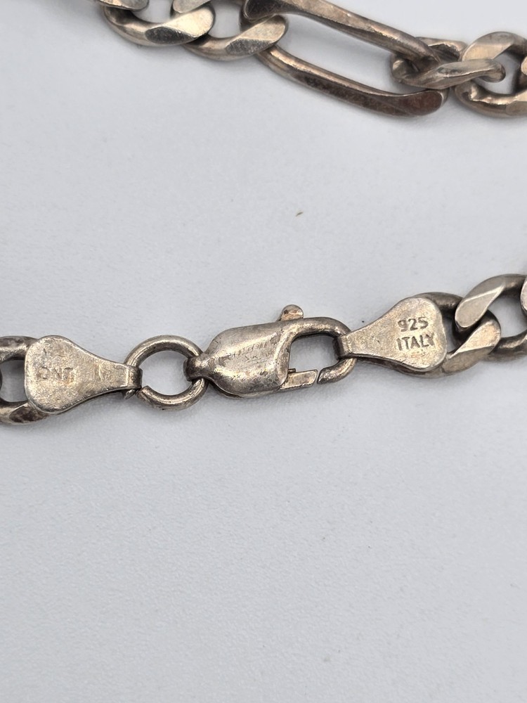 Vintage Italy 925 Sterling Silver Figaro Link Chain Bracelet 8.5″