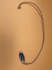 Vintage Pin and Necklace Nickel Silver Abalone/Mother of Pearl