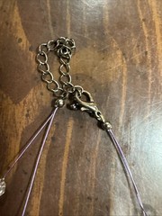Triple Wire Bead Necklace Pink Purple Faceted Rhinestone Teardrop Dangles Retro