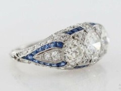 3.56Ct Art Deco Style Lab Created Diamond 3-Stone Wedding 14K White Gold FN Ring