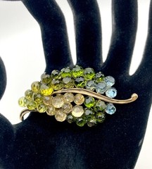 Lauren Conrad Brooch Glass Beads Leaf Multi-Color 2.5”