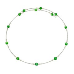 Green Cat’s Eye Tension Wire Necklace | Vintage Sterling Silver | 16″