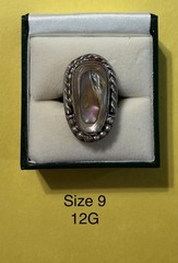Vintage Sterling Silver And abalone shell cabochon Ring Size 9