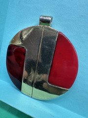 Vintage 1960s-1970s LANVIN PARIS 2-tone Black-Red Lucite MODERNIST PENDANT Only