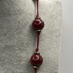 Vintage Les Bernard Graduating Marbled Acrylic Beaded Necklace Brass Spacers 28”