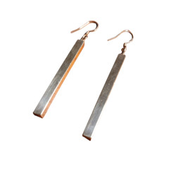 Vintage 1990s 2000s Y2K Sterling Silver Dangle Bar Earrings Retro Minimalist