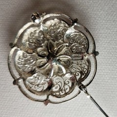 Vintage Sterling 925 German Filigree Flower Brooch 1.25 Inch 4.81gr