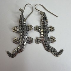 Vintage 925 Sterling Silver Alligator Fish Hook Earrings