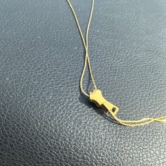 Vintage Gold Tone Bolo, Lariat Zipper, Choker Style Necklace
