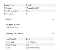 18K yellow gold over sterling silver 3.6MM Greek key herringbone bracelet NEW