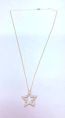 Vintage JC Penny 10k Yellow Gold Small Diamond Star Pendant Necklace