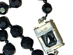Vintage Castlecliff Black Crystal Glass French Jet Necklace Choker