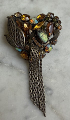 Vintage Glass Rhinestone Brooch Attributed To Alice Caviness (??) Unsigned
