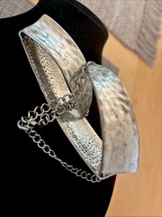 Vintage Hammered Silver Choker Adjustable Length & Articulated Excellent