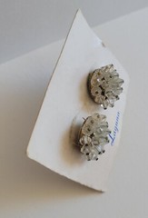 Vintage Laguna Beaded Push Pin Clip On Earrings NOS Unused Original Advert Card