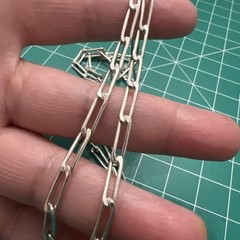 Antique Vintage FSC Sterling Paper Clip Oval Link Chain Necklace 26” 3.7mm