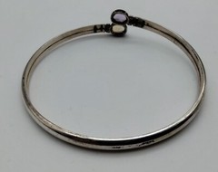 Vintage Lavender Yellow Oval Pastel Stone Sterling Silver 925 Wrap Bracelet