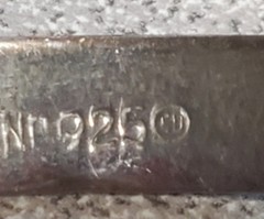 925 CU Hinged Bangle Bracelet 2.5in Engraved Sterling Silver 8g Patina Thailand
