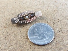 Antique Victorian Etched Yellow Gold Filled Red Garnet Seed Pearl Small Pin #306