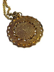 Vintage 1974 Gold Tone Lincoln Copper Penny w/Rhinestones Pendant Necklace MCM