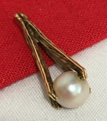 Vintage 14k 14KT Solid Yellow Gold Pearl PENDANT UNSIGNED TESTED 0.86 GRAMS