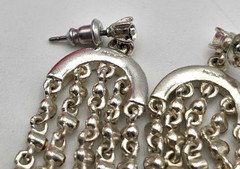Monet Clear Crystal Waterfall Fringe Earrings Silver Tone 2.5 In Dangle