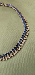 Vintage Crown Trifari Necklace Blue rhinestones Gold Tone Rare Beautiful