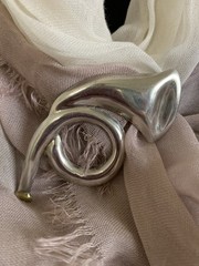 French Horn Brooch TAXCO Mexico Silver 925 Modern Design TV-73 Vintage, Music