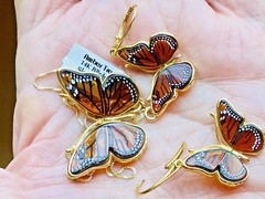 14K Gold Filled Butterfly Genuine Baltic Amber Earrings Vintage Butterscotch 925