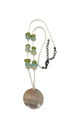 Dragonfly Pendant Abalone MOP Shell Choker Necklace Sea Glass White Green Blue