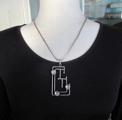ITALY LARGE STERLING STUDIO MADE CUBIST PENDANT, 3 INCHES