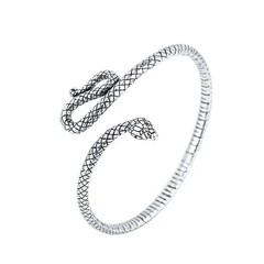 Women Bracelet Retro Snake Punk Elegant 925 Sterling Silver Cuff Vintage Bangle