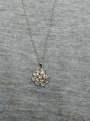 Vtg Silver Tone Flower Pendant 925 Sterling Chain Link Necklace 17.75″