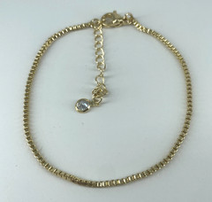 VTG Yellow Gold Plated 2mm Box chain Bracelet/Anklet Crystel charm