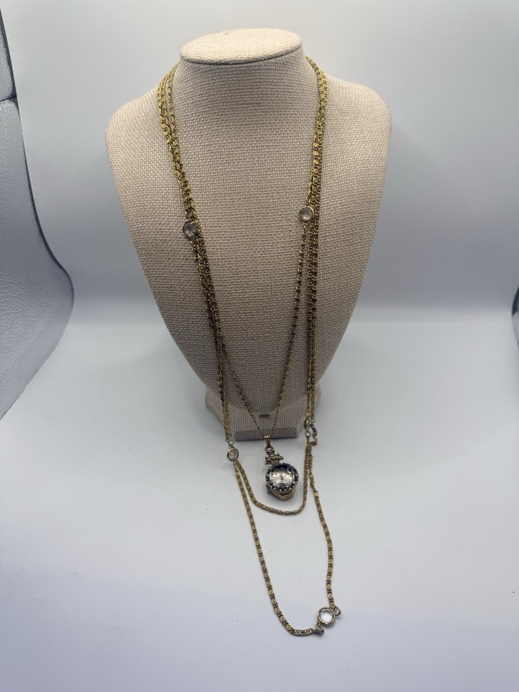 Unsigned Goldette Watch Pendant Necklace