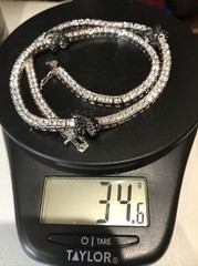 Vintage Signed LL 925 Sterling Onyx Clear Cubic Zirconia Statement Necklace