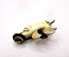 VINTAGE SIGNED CFW (HAR) ROOSTER BIRD CIGAR ENAMEL GOLD RARE BROOCH PIN MCM 50’s