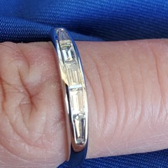Original EARTH MINED DIAMOND slim Wedding BAND Antique PLATINUM Stacking RING