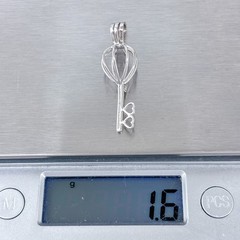 Pearl or Gem Cage Key Pendant | Heart Detail | Sterling Silver 925