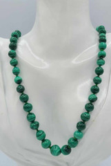 Vintage Malachite Gemstone Necklace 20.5” Long with Clasp