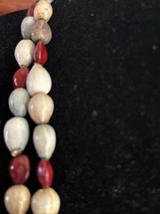 VINTAGE BOHO JOBS TEAR AND RED HEART SEEDS NECKLACE 24 Inches 110
