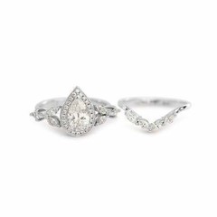 Art Deco Vintage 2.10 Ct White Diamond Engagement Ring Set 925 Sterling Silver