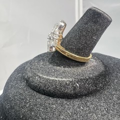 Vintage 18K GE RG Rhinestone Cluster Cocktail Ring Size 8